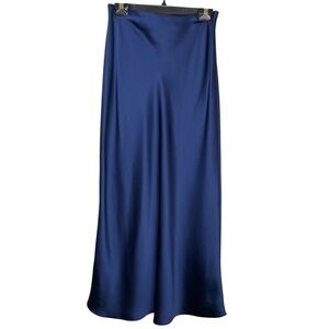 Club Monaco Deep Blue Satin Maxi Skirt sz 4
